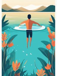 Swimming in the Lake clipart - A swimmer enjoying the refreshing lake waters., ,vector color clipart,minimal