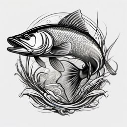 Walleye Tattoo,a tribute to the elusive walleye, this tattoo captures the mystique of freshwater angling. , tattoo design, white clean background