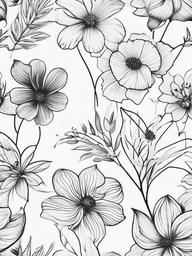 Floral Tattoos - General category of tattoos inspired by various floral designs.  simple color tattoo,minimalist,white background