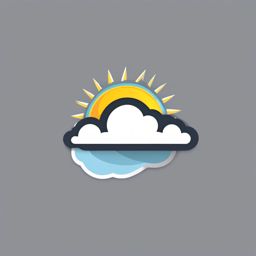 Cloud with sun and snow sticker- Mixed weather, , sticker vector art, minimalist design