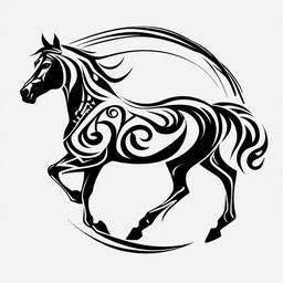 tribal tattoo horse  simple tattoo,minimalist,white background