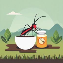 Hungry Mosquito in Search Clip Art - Hungry mosquito searching for its next meal,  color vector clipart, minimal style