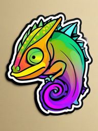 Chameleon Sticker - A chameleon showcasing its ability to change colors. ,vector color sticker art,minimal