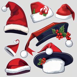 Christmas Hat PNG,Illustrating a festive holiday fashion catalog  simple, 2d flat