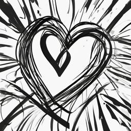 drawing of a love symbol  minimal rough sketch scribbles,doodles,black and white