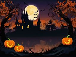 Halloween Night Backgrounds Setting the Scene for a Haunting Halloween Celebration wallpaper splash art, vibrant colors, intricate patterns