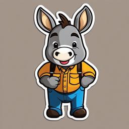 Donkey cartoon - hardworking animal with big ears  cartoon sticker style