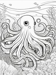 Octopus Coloring Pages - Octopus in the ocean  simple coloring pages