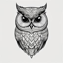 Owl Small Tattoo - Keep it subtle yet impactful with a small and charming owl tattoo.  simple color tattoo,vector style,white background