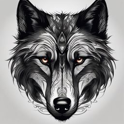 Black Wolf Tattoo,dark and enigmatic wolf, guardian of secrets, wrapped in the deepest shades of ink. , tattoo design, white clean background