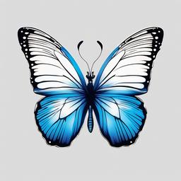 blue butterfly tattoo designs  simple color tattoo, minimal, white background