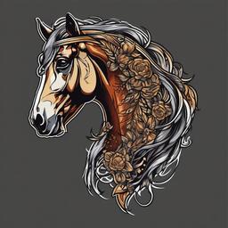 skeleton horse tattoo  simple vector color tattoo