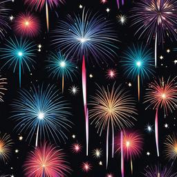 January clipart - New Year's fireworks lighting up the sky  color,minimalist,vector clipart