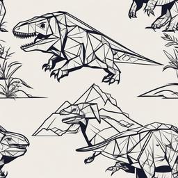 Dinosaur Origami Tattoo - Combine traditional Japanese art with dinosaurs in an origami-themed tattoo.  simple vector color tattoo,minimal,white background