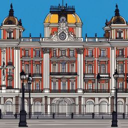 Madrid clipart - Royal Palace of Madrid and Plaza Mayor,  color clipart, vector art