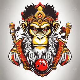 Monkey king bowling  colors,professional t shirt vector design, white background