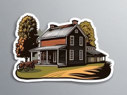 Colonial Farmstead Sticker - Celebrate the historical charm of a colonial farmstead with this timeless sticker, , sticker vector art, minimalist design