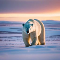 Cute Polar Bear Roaming the Arctic Tundra 8k, cinematic, vivid colors