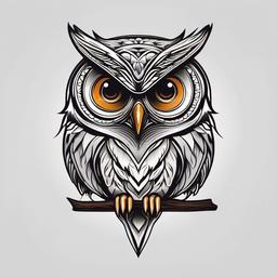 Basic Owl Tattoo - Keep it simple and classic with a basic yet iconic owl tattoo.  simple color tattoo,vector style,white background