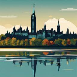 Ottawa clipart - Parliament Hill and Ottawa River, ,color clipart vector style