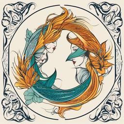 pisces and virgo tattoo  simple vector color tattoo