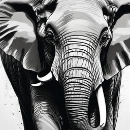 drawing of an African elephant  minimal rough sketch scribbles,doodles,black and white