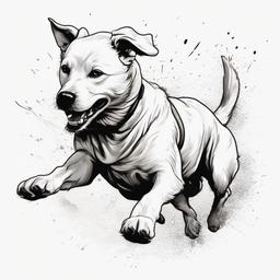 white dog running  ,tattoo design, white background