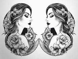 matching sister tattoos black and white design 