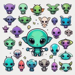 Cute Little Alien Tattoos - Miniature and adorable, explore cute little alien tattoos.  simple color tattoo,vector style,white background