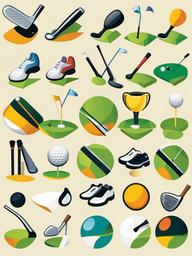 Sport clipart - golf clubs and ball  vector clipart