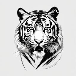 drawing of a tiger prowling  minimal rough sketch scribbles,doodles,black and white