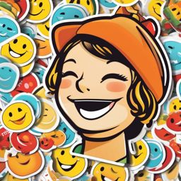 Smiling Face Sticker - Joyful expression, ,vector color sticker art,minimal