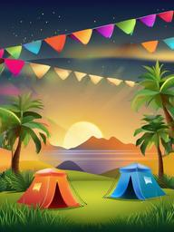 Summer clipart - summer festival with tents and lights  