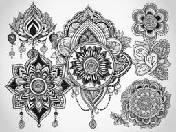 henna tattoo design black and white 