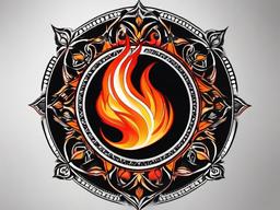 fire circle tattoo  simple color tattoo,white background