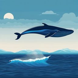 Blue Whale Sticker - A massive blue whale swimming in the ocean, ,vector color sticker art,minimal