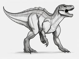 drawing of a Giganotosaurus dinosaur  minimal rough sketch scribbles,doodles,black and white