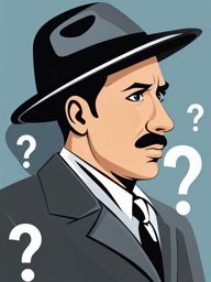 question mark clipart: hovering over a perplexed detective. 