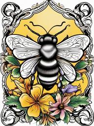 bee flower tattoo  vector tattoo design