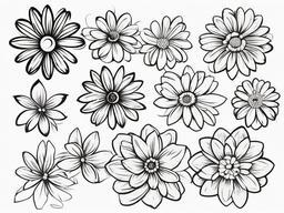 Daisy Tattoo Stencils-Exploration of creative possibilities with daisy tattoo stencils, finding inspiration for personalized floral ink.  simple vector color tattoo