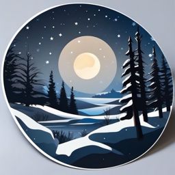Starlit winter night sticker- Celestial beauty, , sticker vector art, minimalist design
