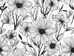 drawing of a flower bouquet  minimal rough sketch scribbles,doodles,black and white