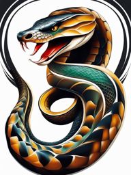 King cobra tattoo, Tattoos featuring the powerful and iconic king cobra snake. colors, tattoo patterns, clean white background