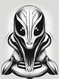 Glow in the Dark Alien Tattoo - Illuminate the night with a glow-in-the-dark alien-themed tattoo.  simple color tattoo,vector style,white background