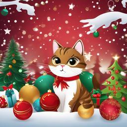 Christmas Background Wallpaper - cat christmas background  