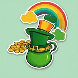 St. Patrick's Day sticker- Leprechaun's Pot of Gold, , sticker vector art, minimalist design