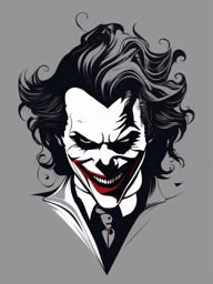 Creepy joker silhouette design: A darker and mysterious take on the classic character.  black and white tattoo style