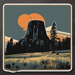 Devils Tower sticker- Iconic volcanic rock formation in Wyoming, , sticker vector art, minimalist design