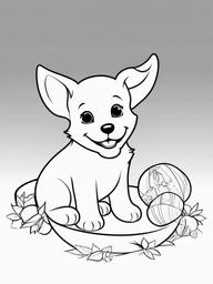 Puppy with a Toy Bone Coloring Pages - Playful Puppy with Its Favorite Toy  minimal black outline printable sheet, coloring page