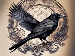 elegant crow tattoo design, capturing the intelligence and mystique of these birds. 